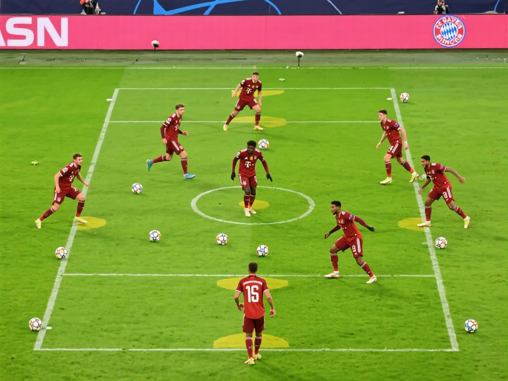 相较之下，拜仁慕尼黑则偏爱4-3-3阵型，通过三中